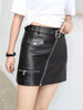 Faux Leather Buckle Belted Mini Skirt