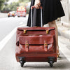 Genuine Leather Trolley Suitcase 20 Inch Cowhide Carry-On Luggage