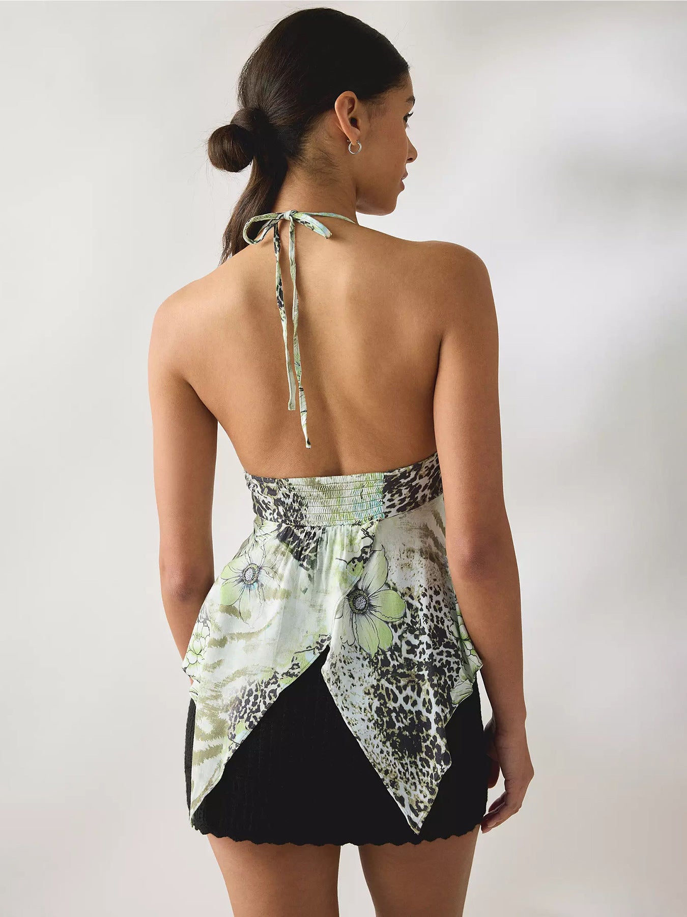 Women’s Printed Tie-Front Halter Camisole Top