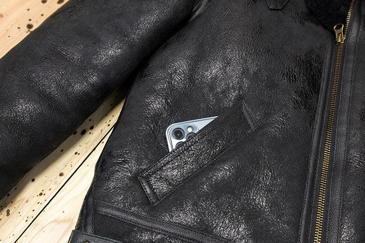 Shearling Jacket Leather Aviator Jacket for Men