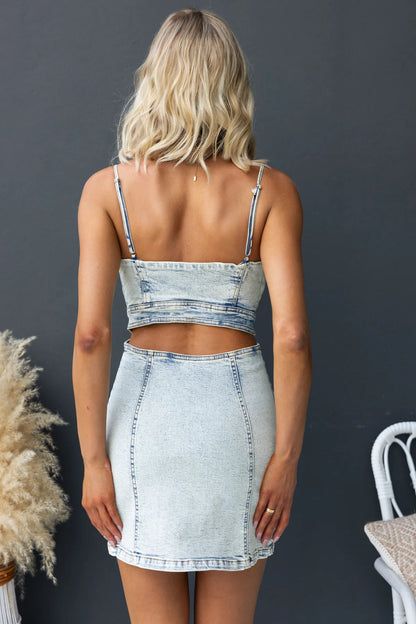 Women Denim Mini Dress Slim Fit Sleeveless Jean