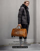 Genuine Leather Trolley Travel Bag Rolling Duffel