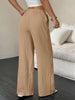 White Cotton Lounge High Waisted Pants for Women with Pockets
