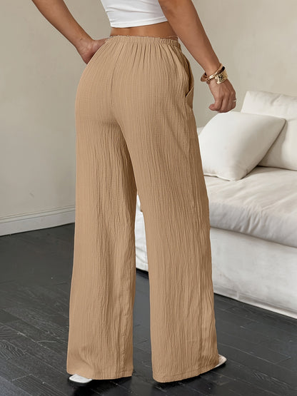White Cotton Lounge High Waisted Pants for Women with Pockets