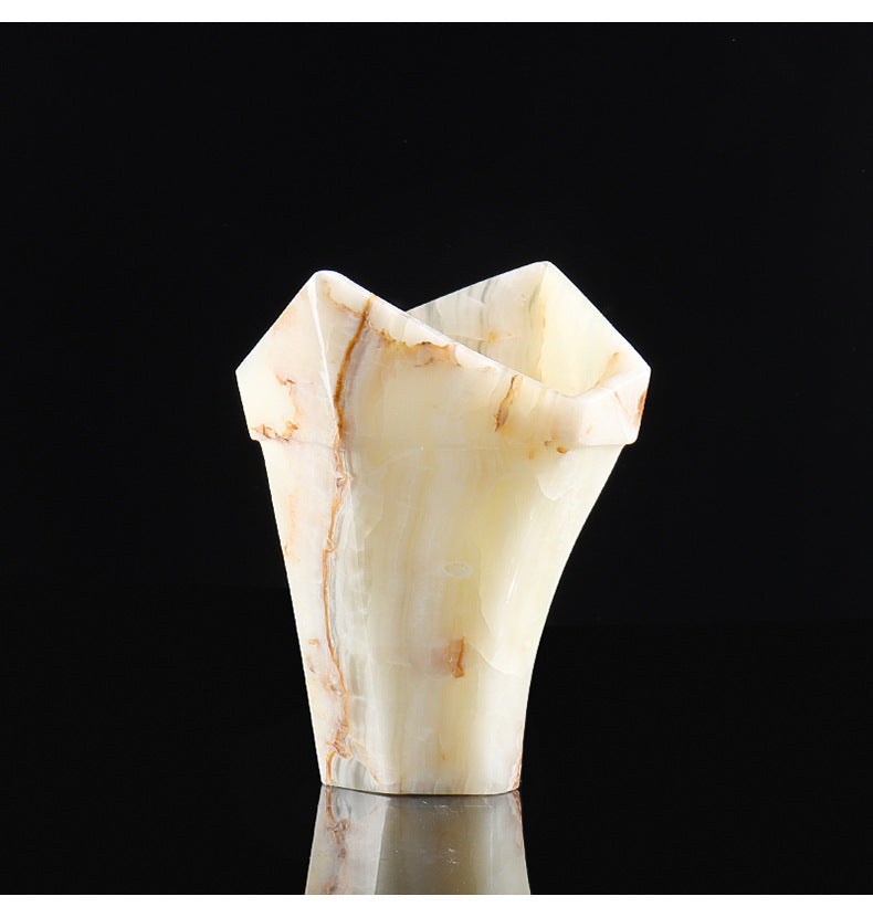 Italian Vintage Style Jade Vase Marble Flower Vase & Pot