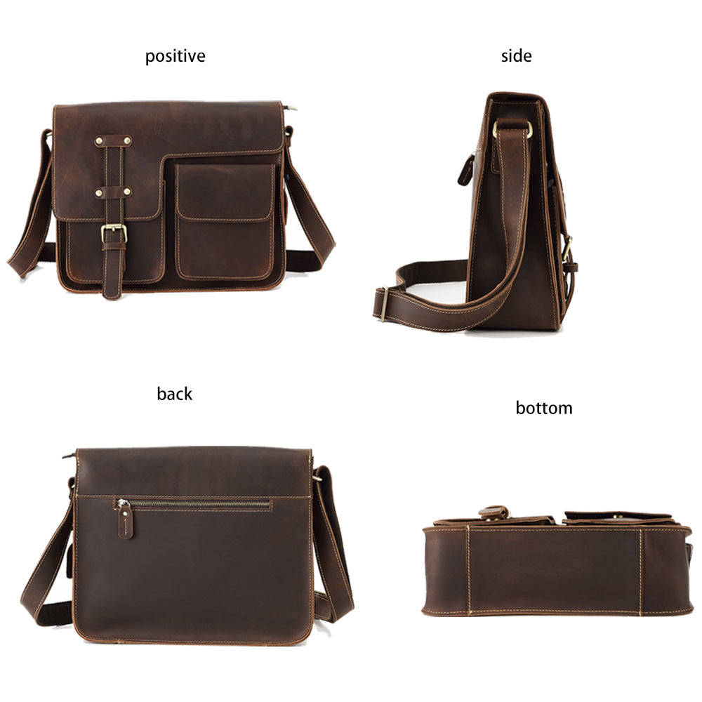 Real Leather Laptop Messenger Bag