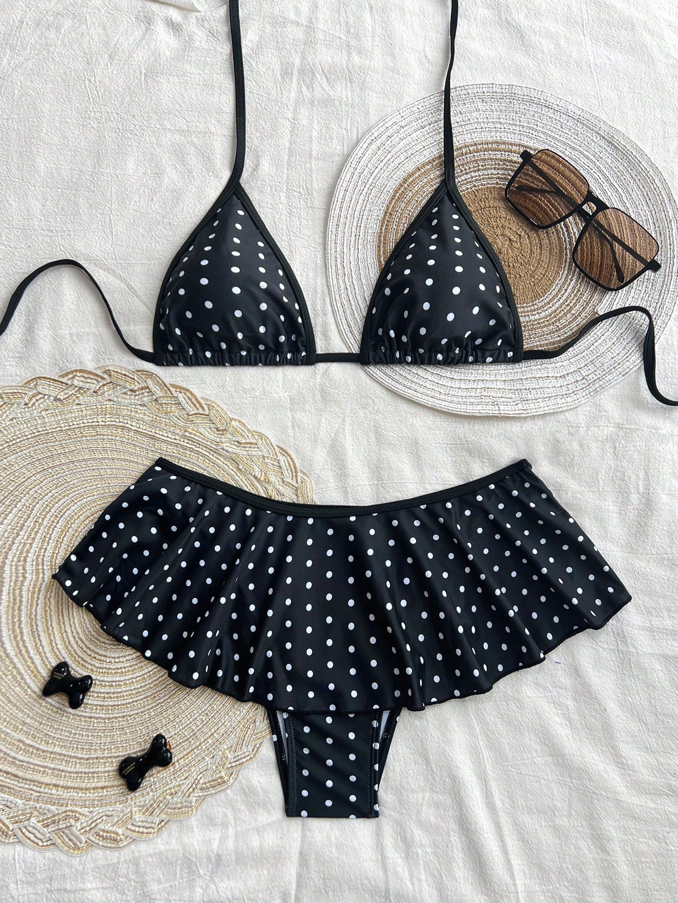 Women’s Triangle Bikini Set with Skirted Bottom
