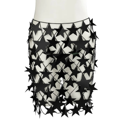 Pink Star Sequin Chain Mesh Festival Outfit Set 3