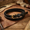 Men's Leather Belt Cowhide Pin Buckle Double Needle Style