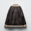 Brown Faux Leather Long Jacket Women Fleece Lined