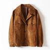 Women’s Sheepskin Suede Brown Button Jacket