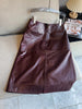 New waxed cowhide slit midi skirt
