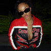 Red Faux Leather Bomber Jacket Women Moto Style