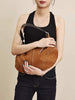 Suede Leather Underarm Crescent Shoulder Bag