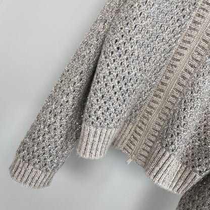 Women’s Hooded Cashmere Knit Cardigan with Sequins