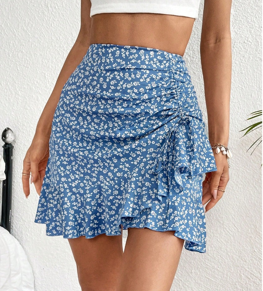 Ruched Ruffle Mini Skirt Summers