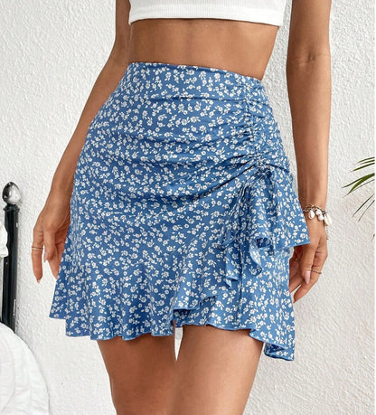 Ruched Ruffle Mini Skirt Summers