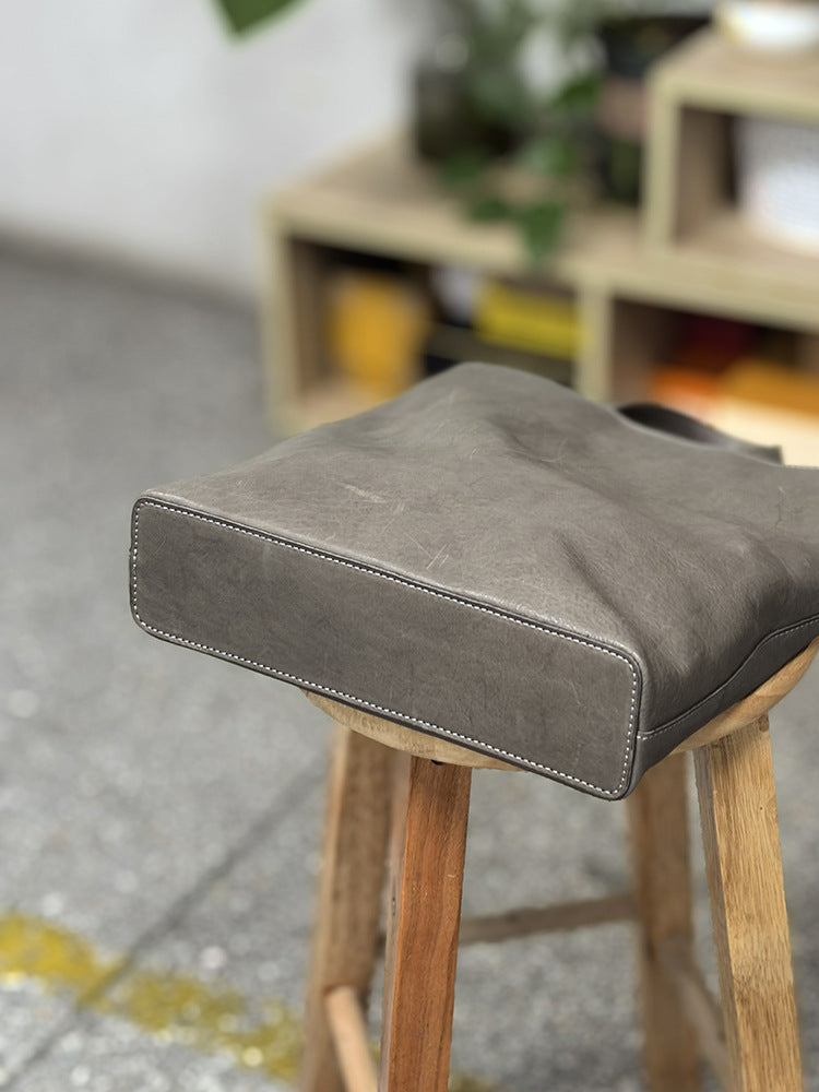 Top Grain Cowhide Leather Shoulder Purse with Brass Hardware