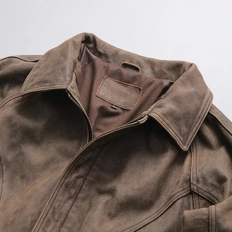 Men’s Vintage Distressed Nubuck Leather Jacket