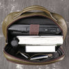 Leather backpack for men army green 15 inch