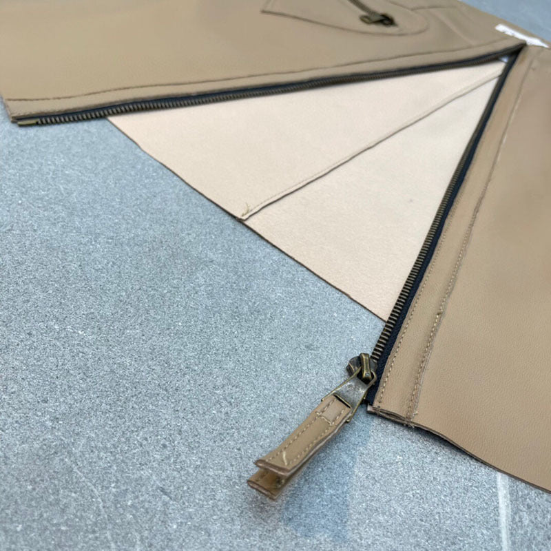 Korean Style Leather A-Line High Waisted With Heart Pockets