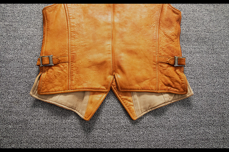 Men Vintage Brown Genuine Leather Vest