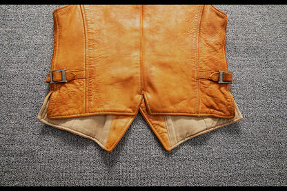 Men Vintage Brown Genuine Leather Vest