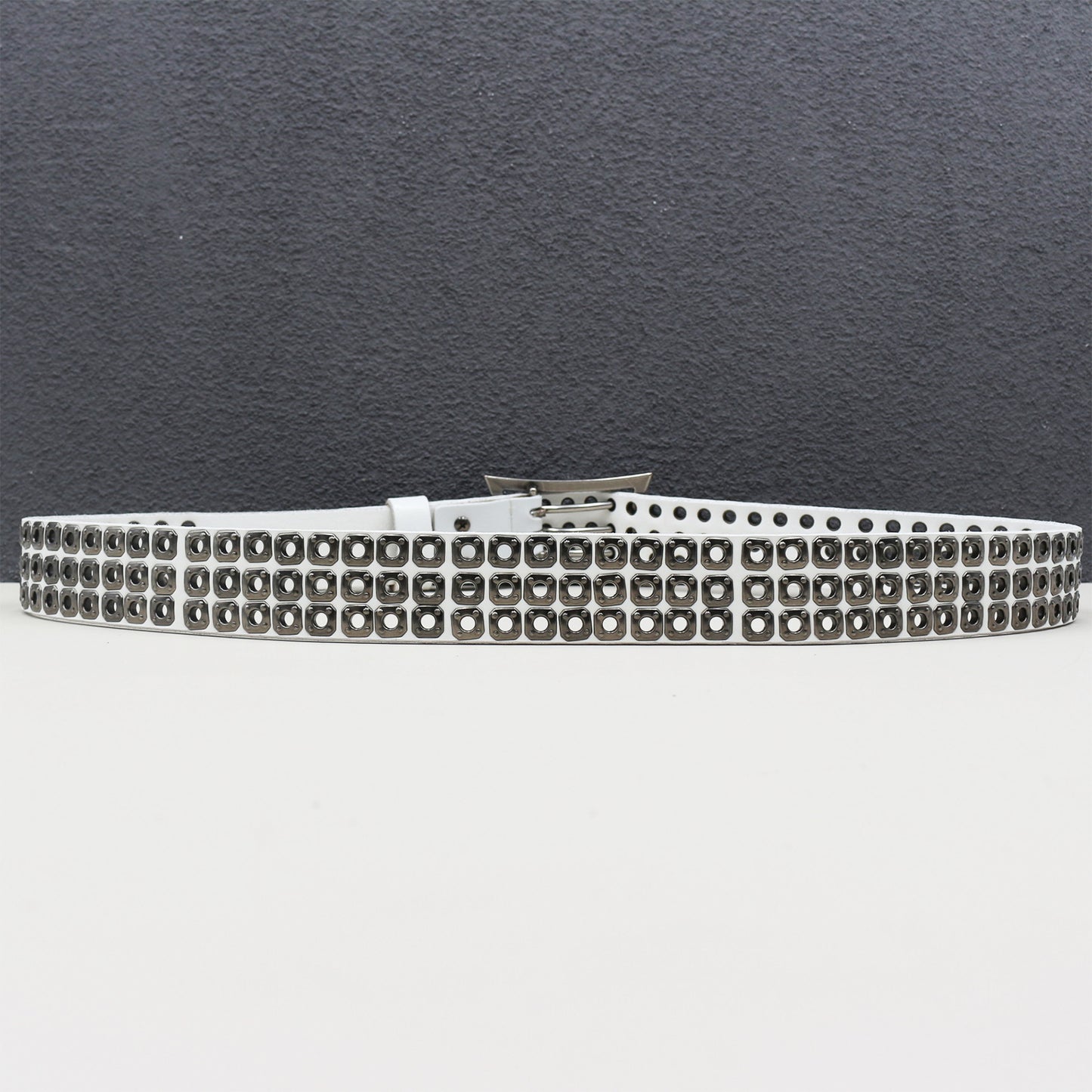 Punk studded wide leather belt with rivets