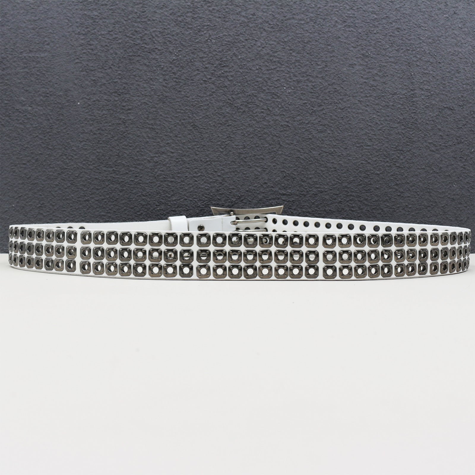Punk studded wide leather belt with rivets
