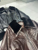 Genuine waxed sheepskin leather jacket with fur