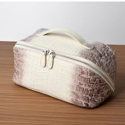 Women’s Genuine Leather Crocodile Pattern Cosmetic Bag