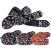 Black Leather Biker Belt with Rivets for Men and Women