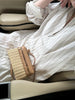 Handwoven Rattan and Leather Crossbody Summer Bag