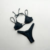 Black Double Strap Two Piece Bikini Set