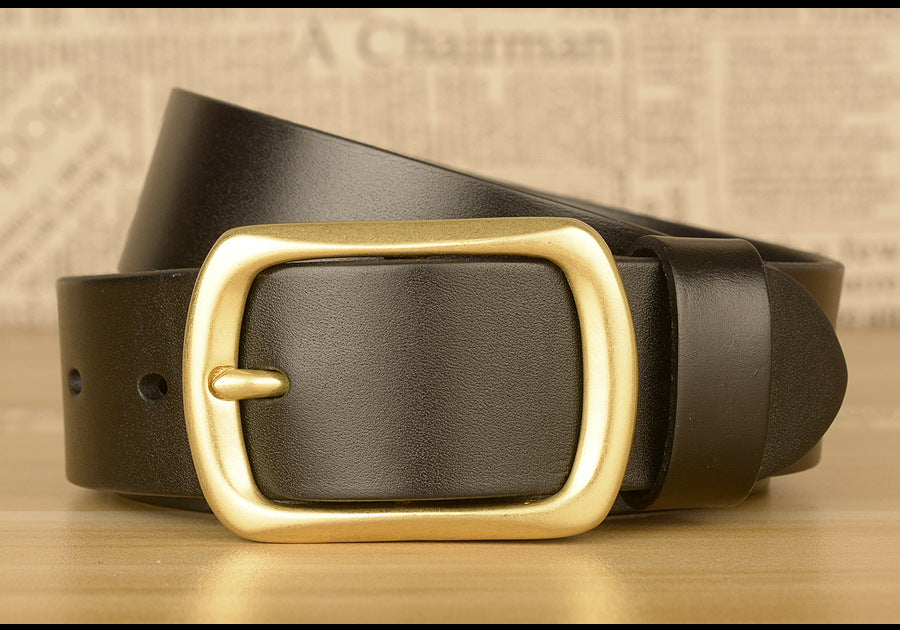 Men’s Top-Grain Cowhide Belt with Solid Copper Buckle