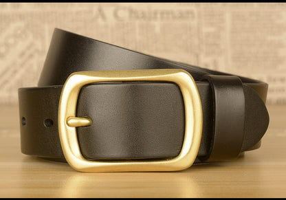 Men’s Top-Grain Cowhide Belt with Solid Copper Buckle
