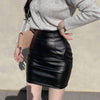 High Waisted Black Faux Leather Mini Skirt for Women