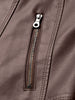 Brown Jacket for Women Slim Fit Faux Leather Motorcycle Biker