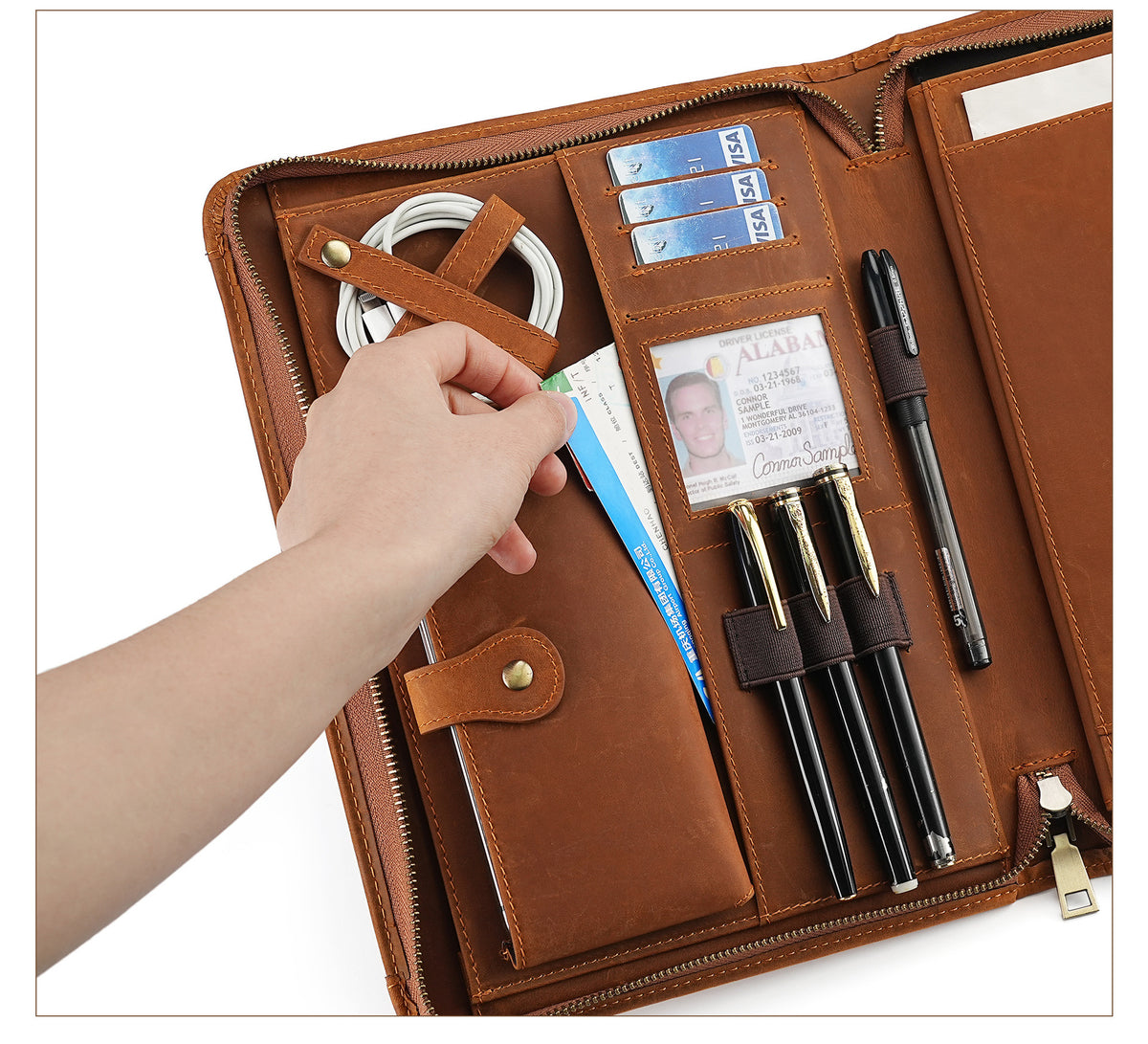 Leather iPad Organizer Portfolio in Crazy Horse Leather for Business