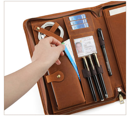 Leather iPad Organizer Portfolio in Crazy Horse Leather for Business