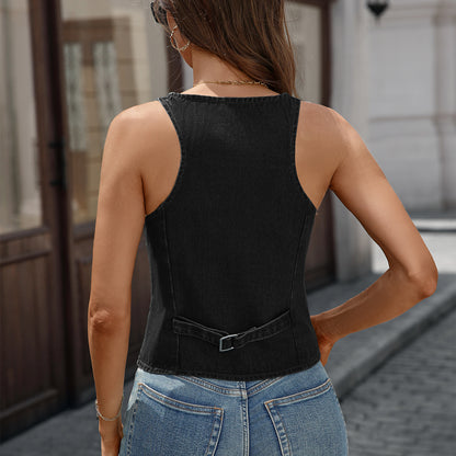 Causal Women's Denim Sleeveless Top