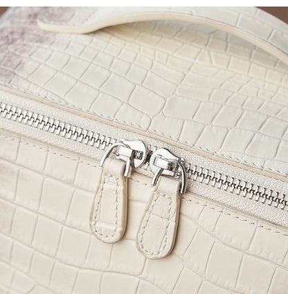Women’s Genuine Leather Crocodile Pattern Cosmetic Bag