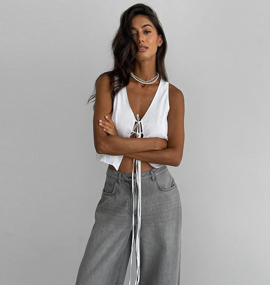 Casual Knotted Crop Tank Tops For Women