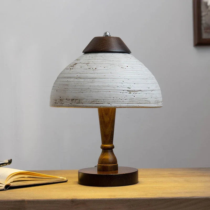 Ceramic wood wabi sand table lamp for home