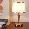 Modern Scandinavian brass table lamp with linen shade