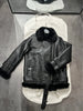 Women Leather Jacket with Real Fur Lining Moto Bomber Style