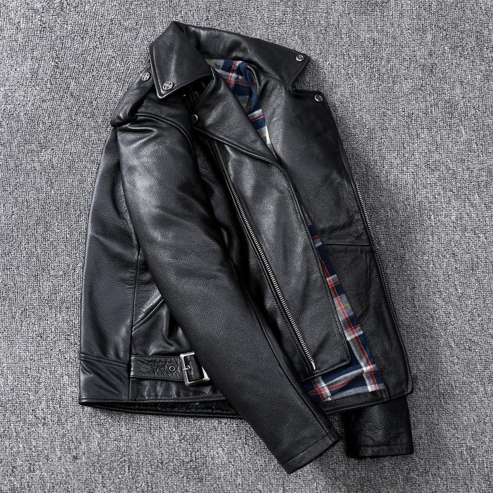 Men’s Slim Fit Motorcycle Leather Jacket