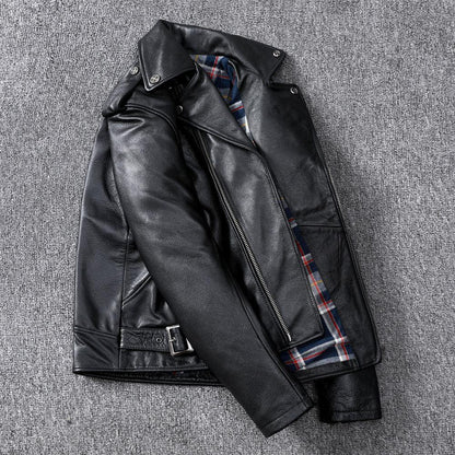 Men’s Slim Fit Motorcycle Leather Jacket