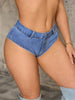 Stretch denim shorts with low waist micro fit