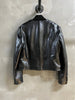 Black Leather Bomber V Neck Jacket Women